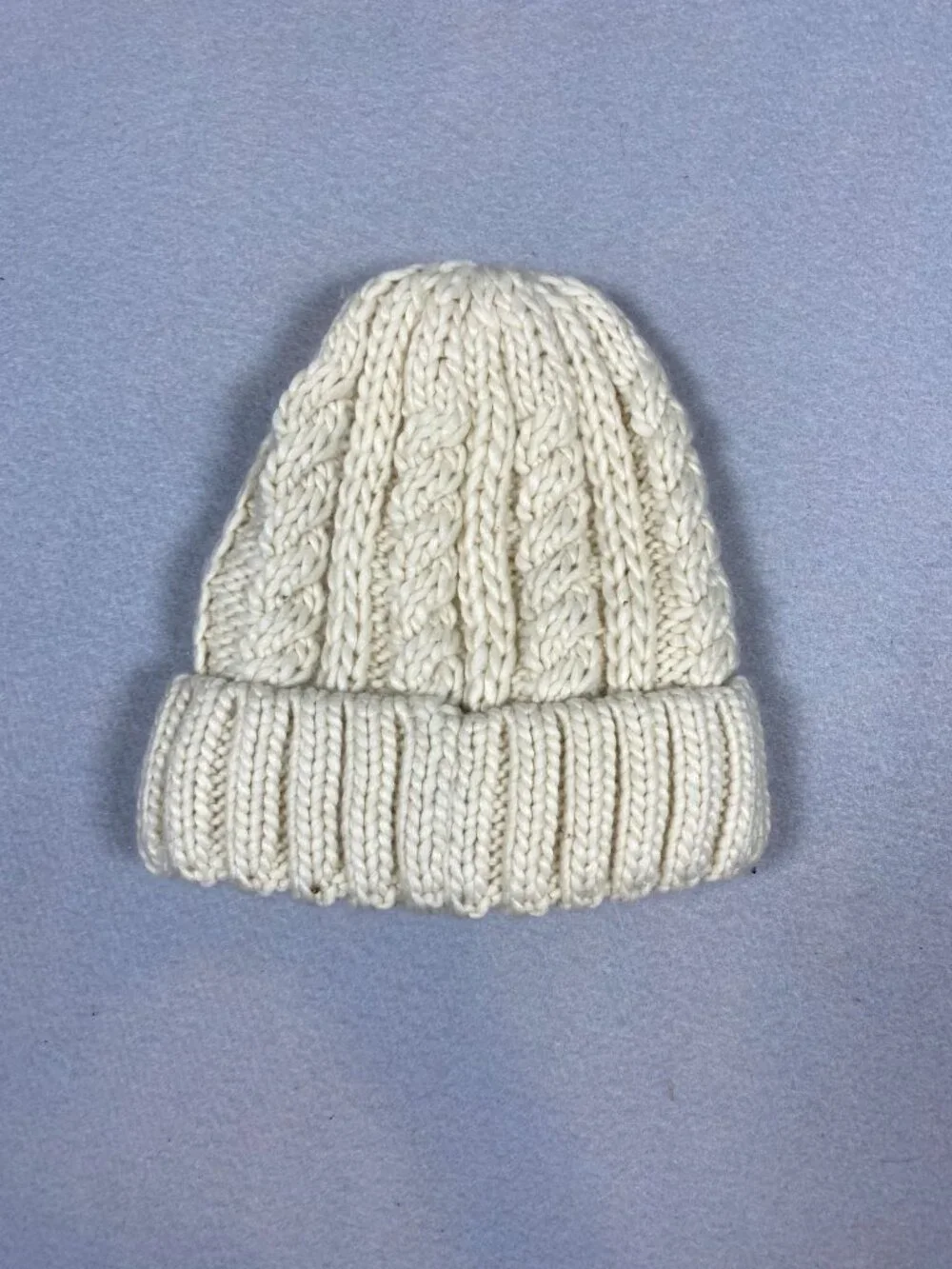 Roxy Womens Cream Cable Knit Beanie Folded Cuff Acrylic Winter Accessory